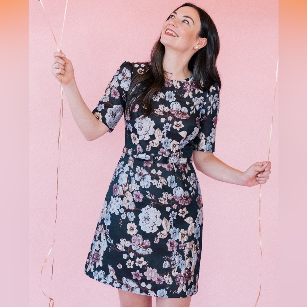 NWT Gal Meets Glam Collection Presley Floral Jacquard Dress